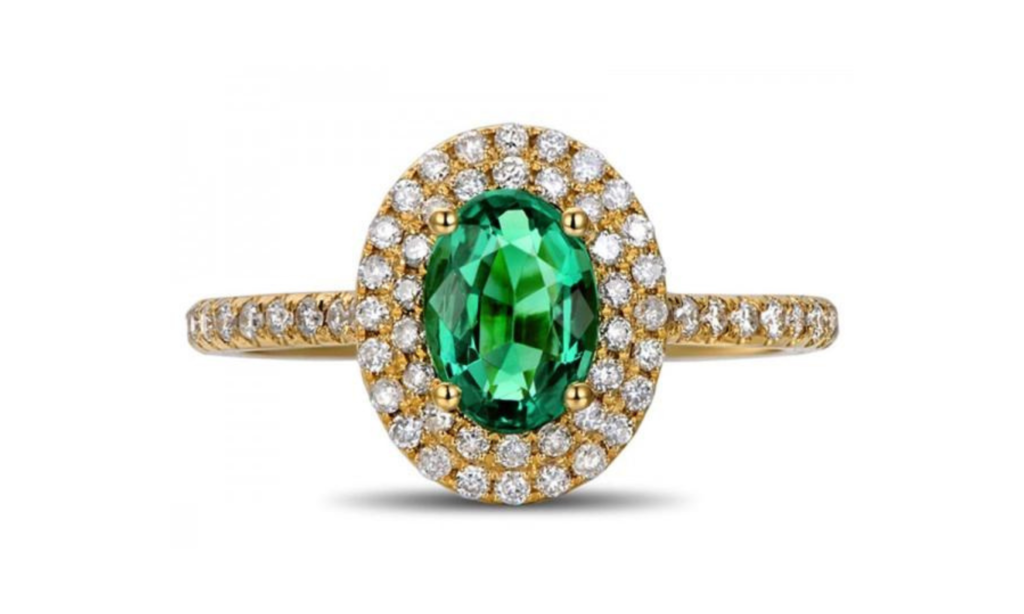 anel personalizado em ouro 18k esmeralda 